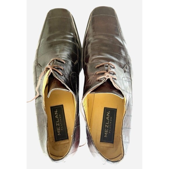 Mezlan Platinum Dinan Brown Leather Eel Skin Lace Up Dress Shoes Size 12M